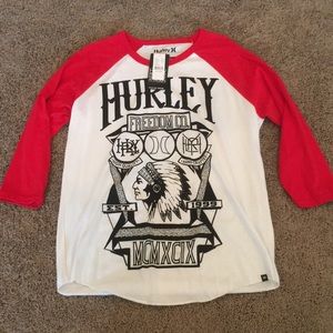 Large 3/4 sleeve Hurley shirt. BRAND NEW WITH TAGS